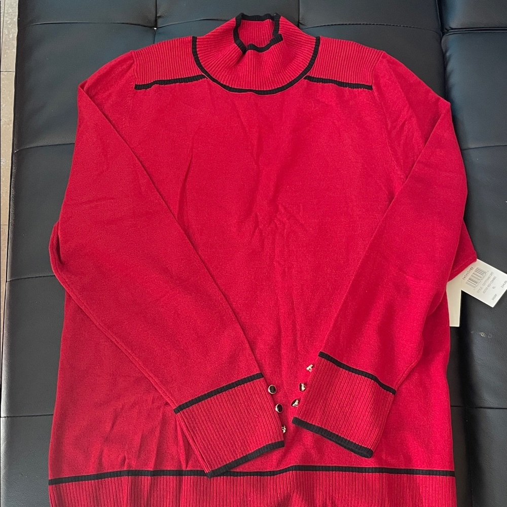 Elegant Red Women's Sweatshirt with Black Trim